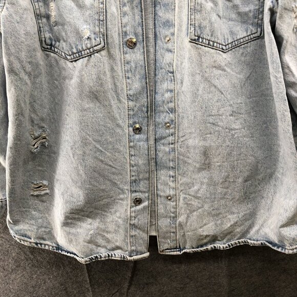 Denim Co Primark Oversized Jean Jacket Womens Size 14 Distressed Light Wash Blue - Picture 4 of 9